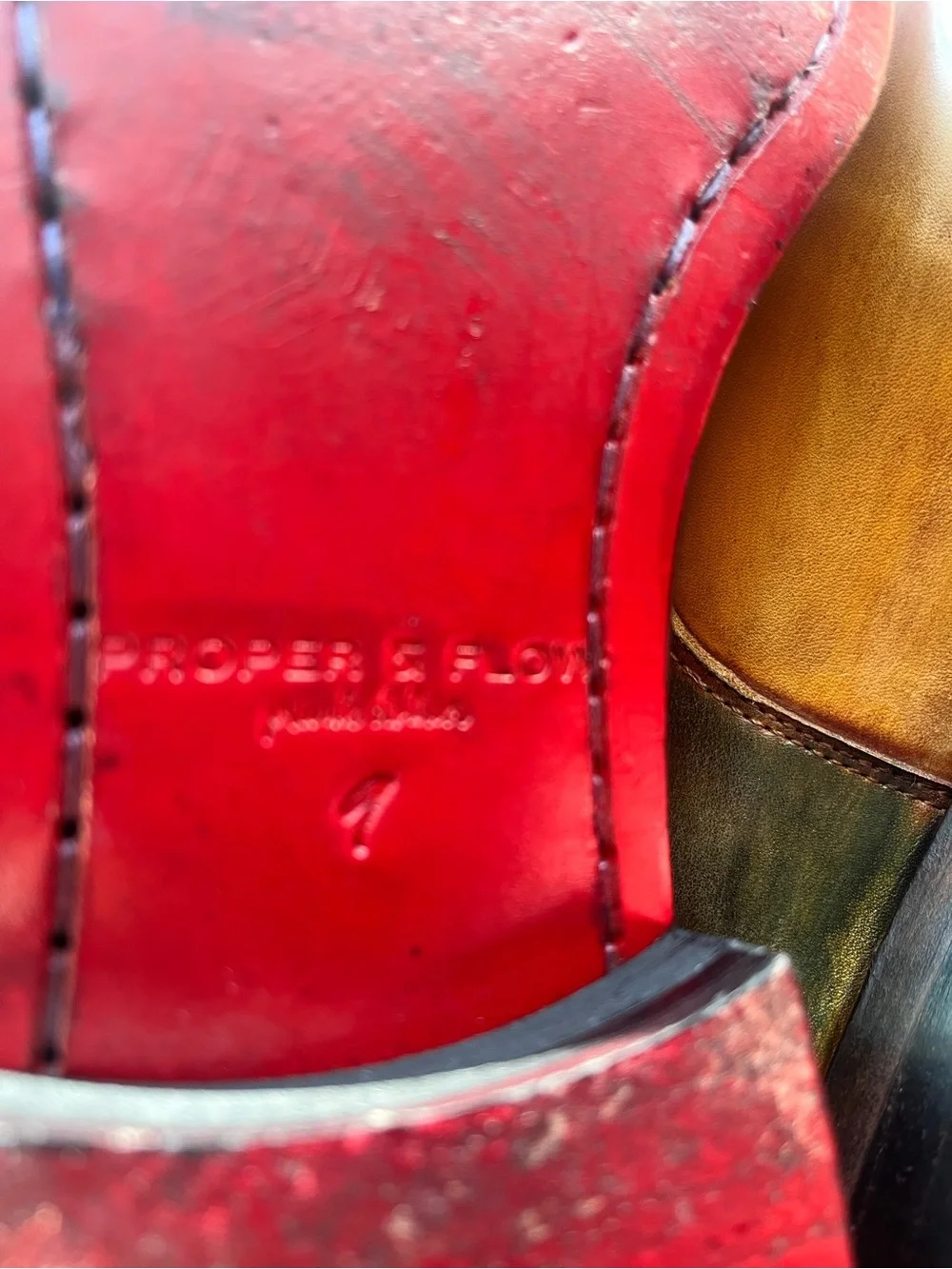 Men's Double Monk Strap Leather Shoes in Red and Yellow